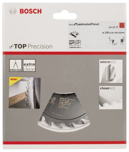 Bosch - Best Serisi Hassas Kesim Lamine Panel için Ön Çizme Bıçağı 120*22 mm 12+12 Diş 2608642130