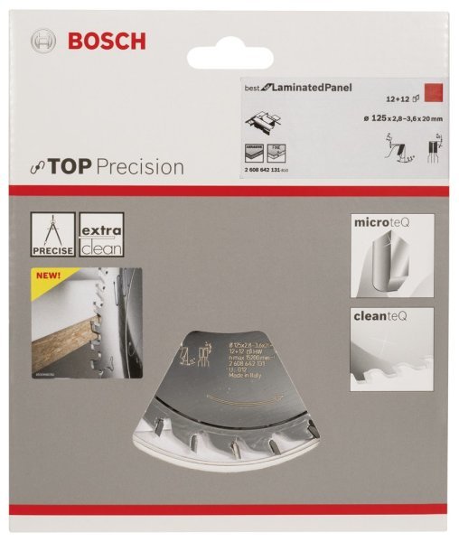 Bosch - Best Serisi Hassas Kesim Lamine Panel için Ön Çizme Bıçağı 125*20 mm 12+12 Diş 2608642131