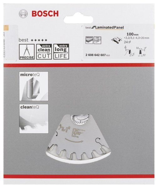 Bosch - Best Serisi Lamine Panel için Konik Ön Çizme Bıçağı 100*20 mm 24 Diş 2608642607