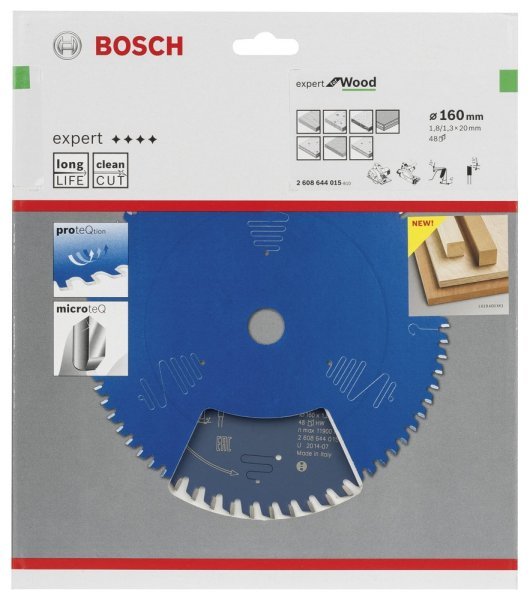 Bosch - Expert Serisi Ahşap için Daire Testere Bıçağı 160*20 mm 48 Diş 2608644015