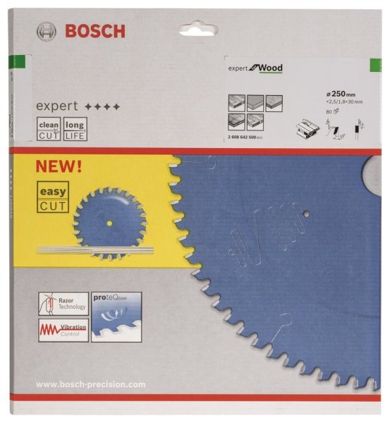 Bosch - Expert Serisi Ahşap için Daire Testere Bıçağı 250*30 mm 80 Diş 2608642500