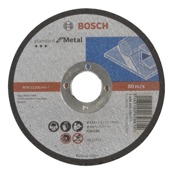 Bosch - 115*2,5 mm Standard Seri Düz Metal Kesme Diski (Taş) 2608603164