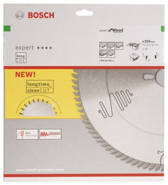 Bosch - Expert Serisi Ahşap için Daire Testere Bıçağı 250*30 mm 22 Diş 2608642502