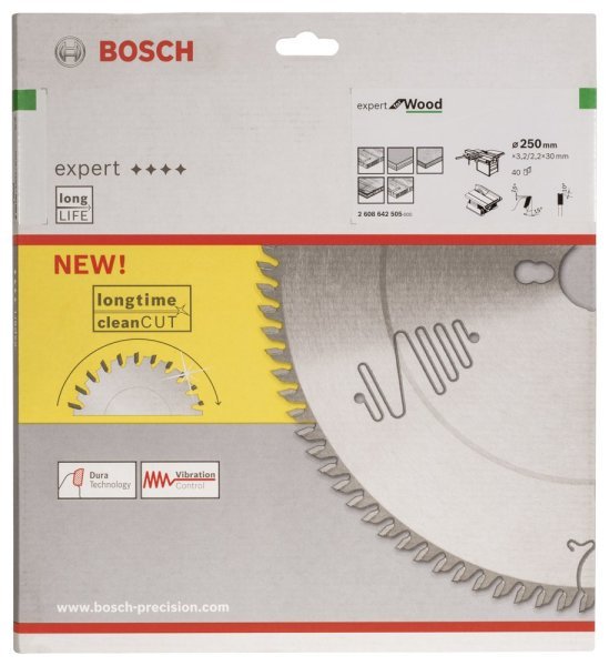 Bosch - Expert Serisi Ahşap için Daire Testere Bıçağı 250*30 mm 40 Diş 2608642505