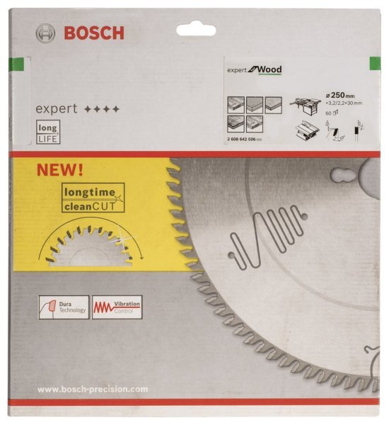 Bosch - Expert Serisi Ahşap için Daire Testere Bıçağı 250*30 mm 60 Diş 2608642506