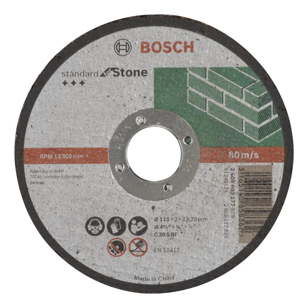Bosch - 115*3,0 mm Standard Seri Düz Taş Kesme Diski (Taş) 2608603177