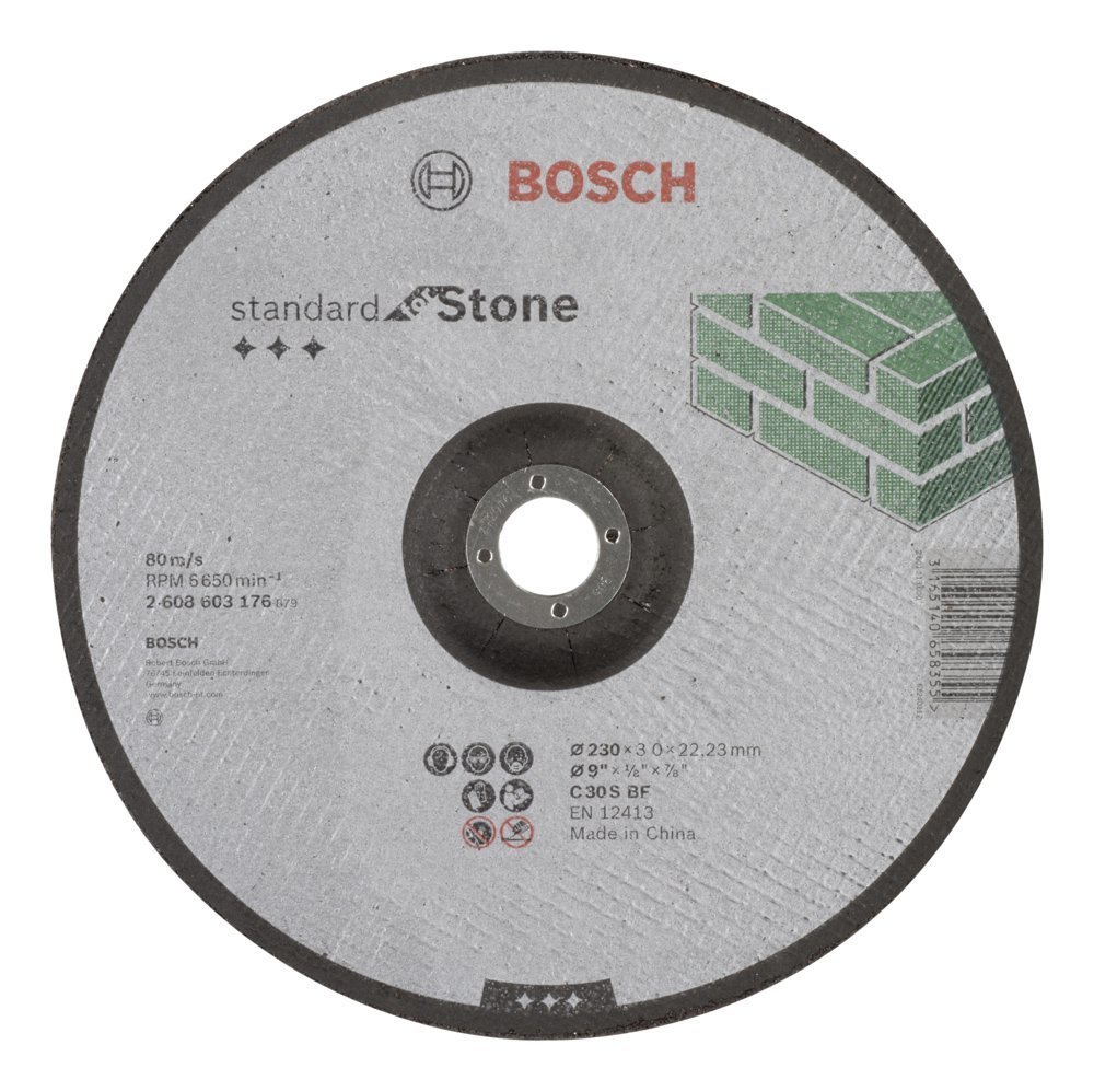Bosch - 230*3,0 mm Standard Seri Bombeli Taş Kesme Diski (Taş) 2608603176