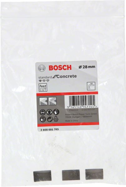 Bosch - Standard Seri Sulu Elmas Karot Ucu Segmanı 28mm G1 2'' 3'lü 2608601745