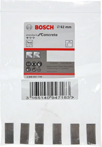 Bosch - Standard Seri Sulu Elmas Karot Ucu Segmanı 62mm 1 1 4'' 6'lı 2608601749