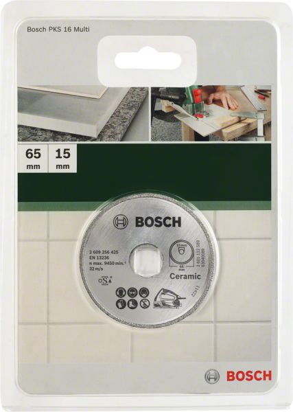 Bosch - Seramik İçin PKS 16 Multi Uyumlu Elmas Kesme Diski 65 x 15mm 2609256425