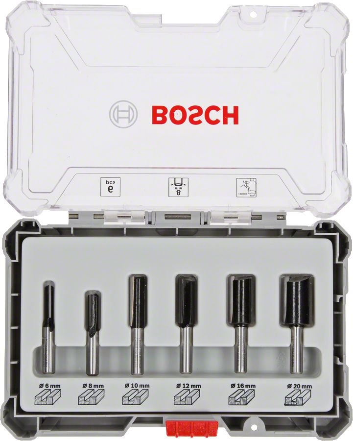 Bosch - Profesyonel 6 Parça Düz Freze Ucu Seti 8 mm Şaftlı 2607017466