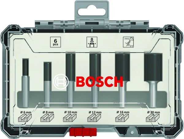 Bosch - Profesyonel 6 Parça Düz Freze Ucu Seti 8 mm Şaftlı 2607017466