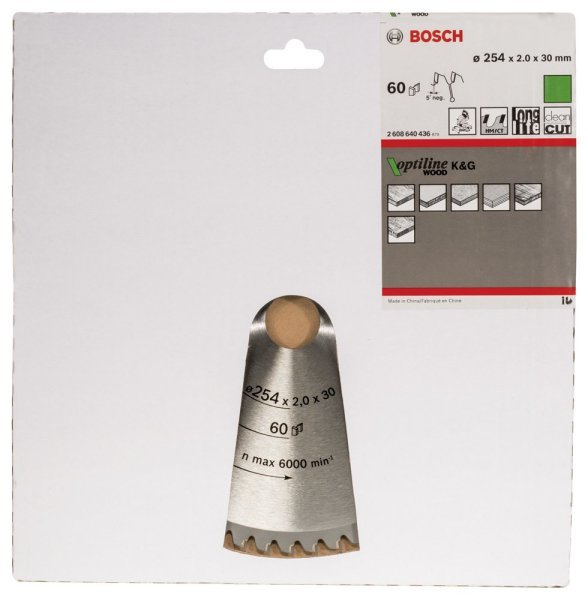 Bosch - Optiline Serisi Ahşap için Daire Testere Bıçağı 254*30 mm 60 Diş 2608640436
