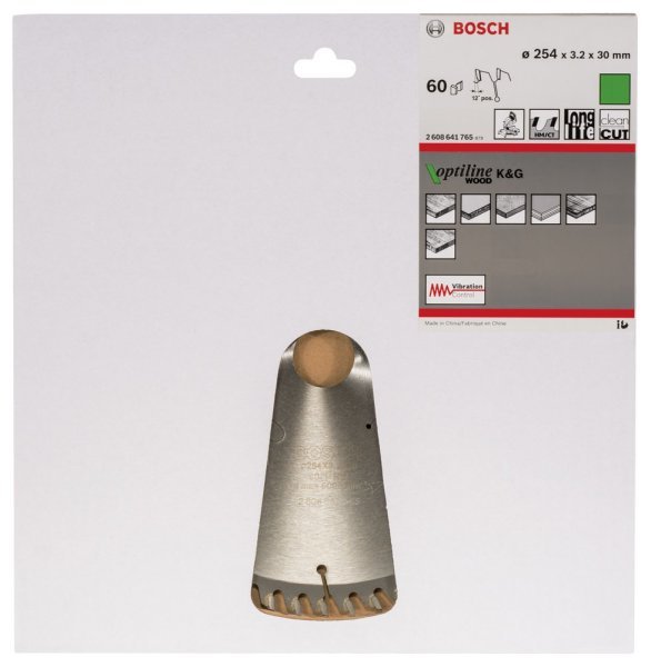 Bosch - Optiline Serisi Ahşap için Daire Testere Bıçağı 254*30 mm 60 Diş 2608641765