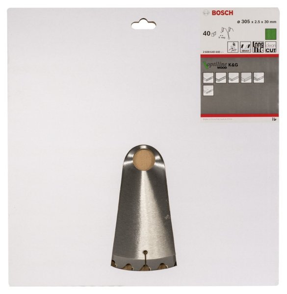 Bosch - Optiline Serisi Ahşap için Daire Testere Bıçağı 305*30 mm 40 Diş 2608640440