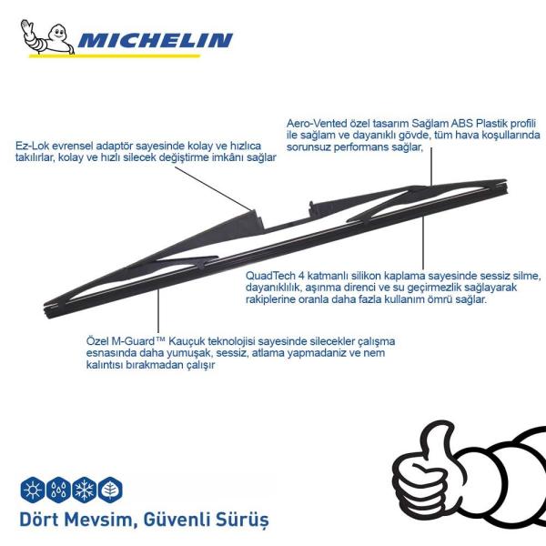 Michelin Rainforce™ MCR350 35CM 1 Adet Universal Telli Hibrit Arka Silecek