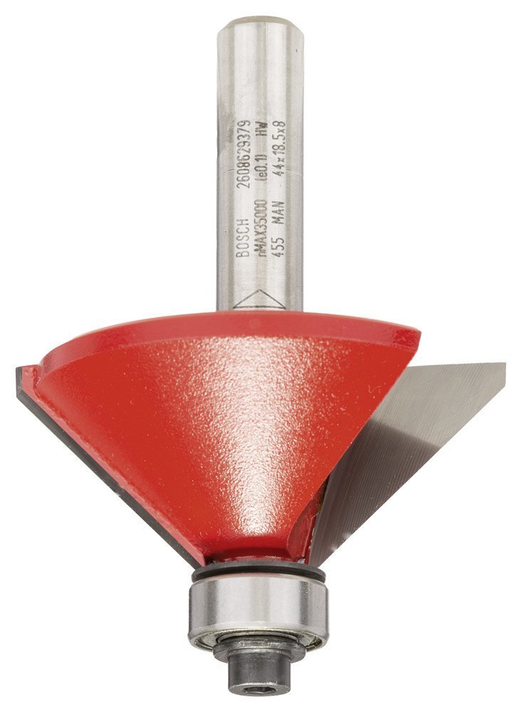 Bosch - Expert Serisi Ahşap İçin Çift Oluklu, Sert Metal Bilye Yataklı Pah Açma Frezesi 8*15,65*61 mm 2608629379