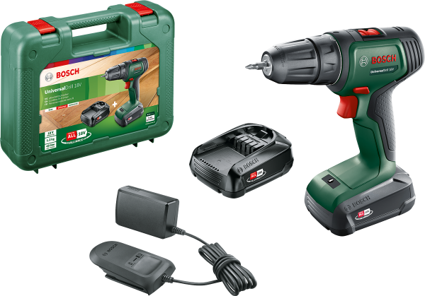 Bosch UniversalDrill 18 Çift Akülü Delme Vidalama Makinesi (2 x 1,5Ah)