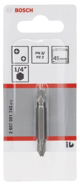 Bosch - Çift Taraflı Vidalama ucu PH2xPZ2*45 mm 1'li 2607001743