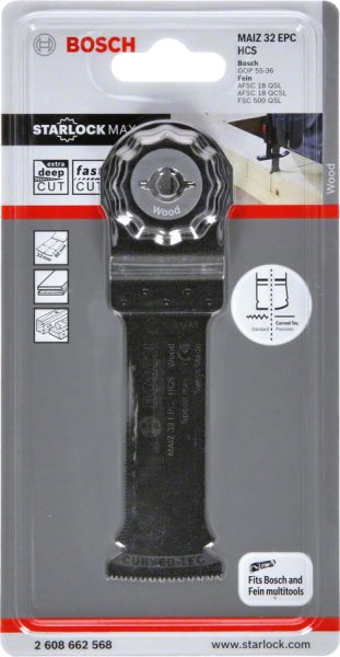 Bosch - Starlock Max - MAIZ 32 EPC - HCS Ahşap İçin Daldırmalı Testere Bıçağı 1'li 2608662568