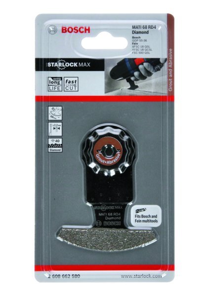 Bosch - Starlock Max - MATI 68 RD4 - Diamant RIFF Zımpara Uçlu Segman Testere Bıçağı 40 Kum Kalınlığı 1'li 2608662580