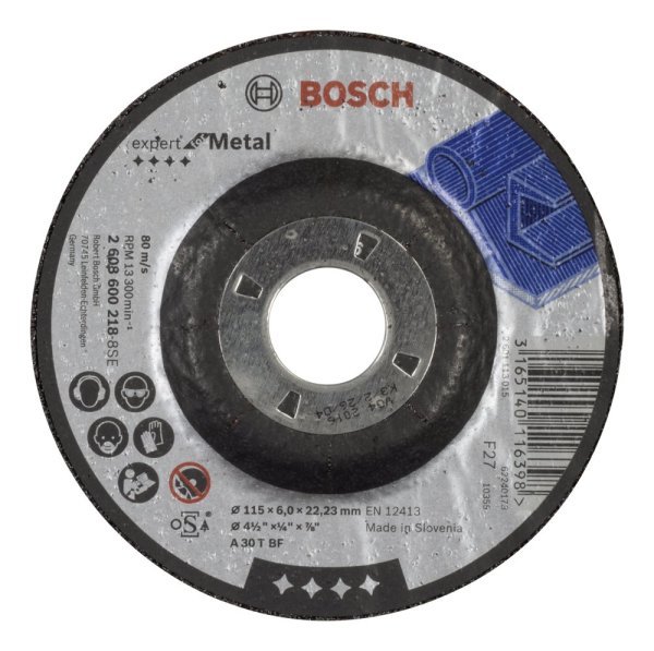 Bosch - 115*6,0 mm Expert Serisi Bombeli Metal Taşlama Diski (Taş) 2608600218