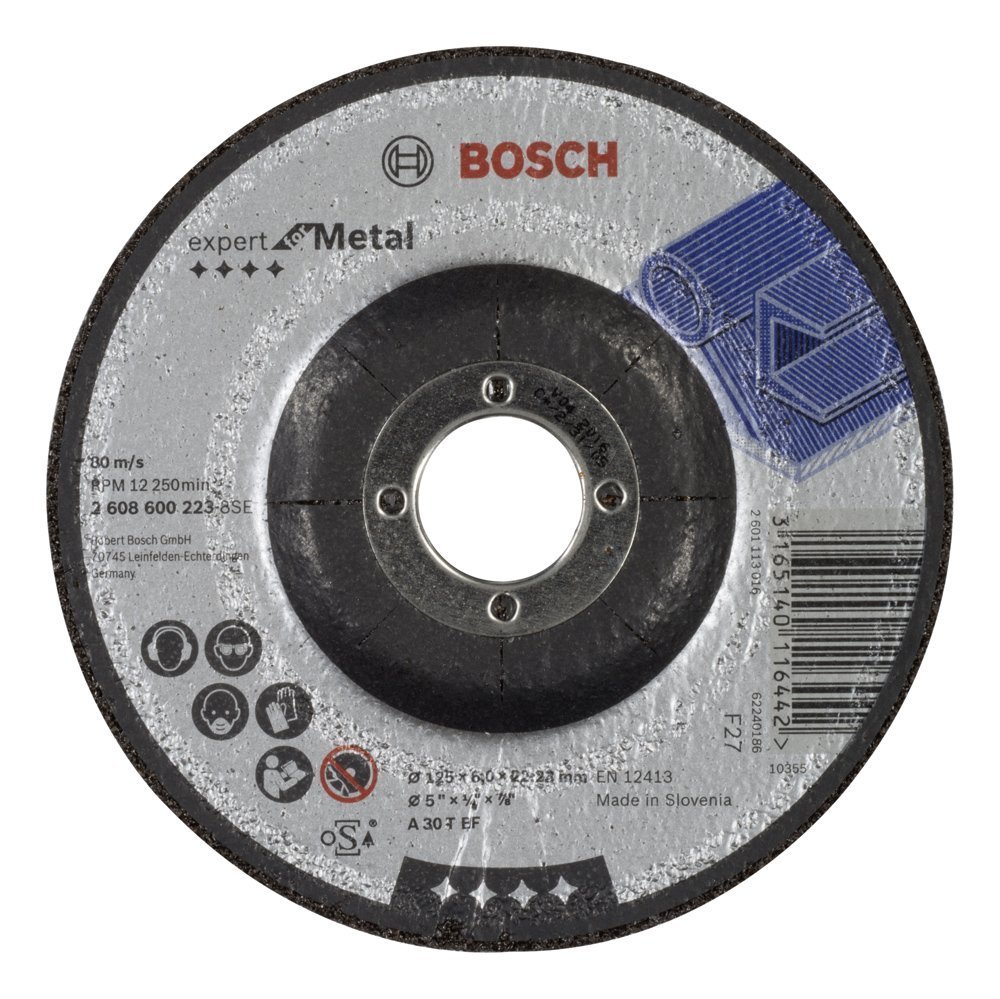 Bosch - 125*6,0 mm Expert Serisi Bombeli Metal Taşlama Diski (Taş) 2608600223