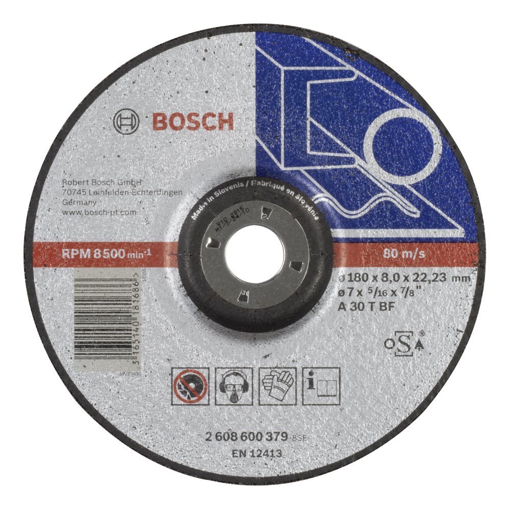 Bosch - 180*8,0 mm Expert Serisi Bombeli Metal Taşlama Diski (Taş) 2608600379