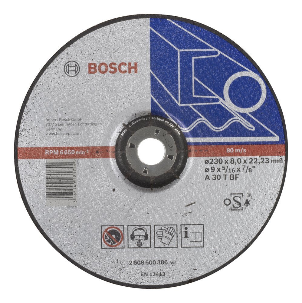 Bosch - 230*8,0 mm Expert Serisi Bombeli Metal Taşlama Diski (Taş) 2608600386