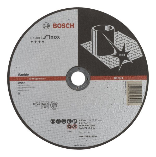 Bosch - 230*1,9 mm Expert Serisi Düz Inox (Paslanmaz Çelik) Kesme Diski (Taş) - Rapido 2608603407