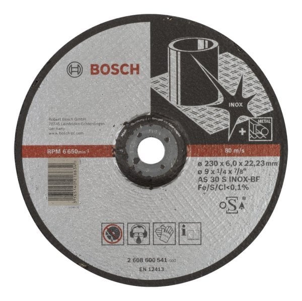 Bosch - 230*6,0 mm Expert Serisi Bombeli Inox (Paslanmaz Çelik) Taşlama Diski (Taş) 2608600541