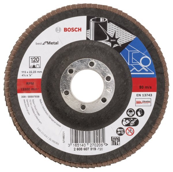 Bosch - 115 mm 120 Kum Best Serisi Metal Flap Disk 2608607319