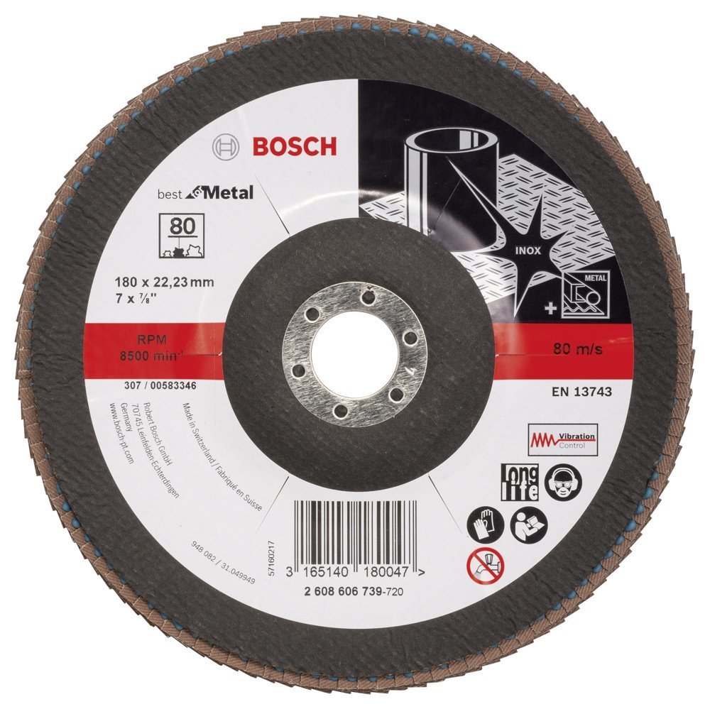Bosch - 180 mm 80 Kum Best Serisi Metal Flap Disk 2608606739