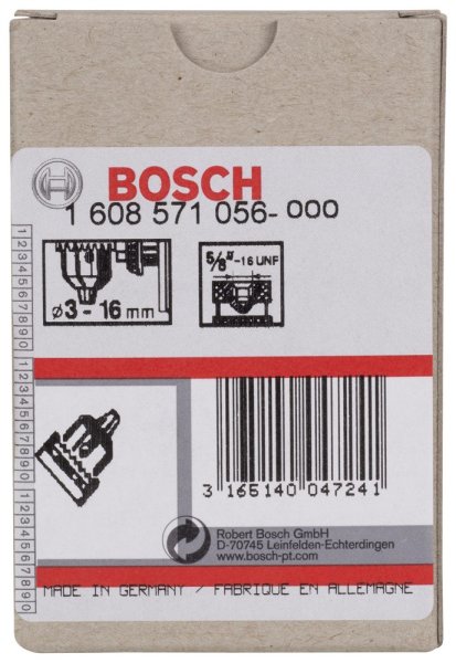 Bosch - 3-16 mm - 5 8''-16 Anahtarlı Mandren 1608571056