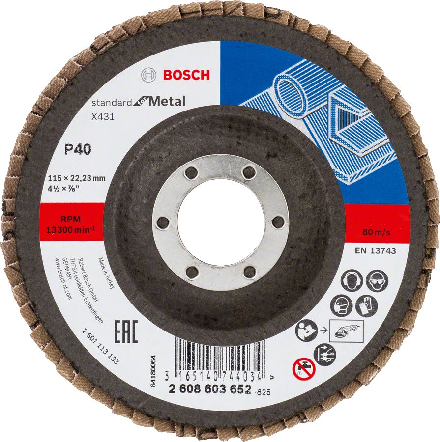 Bosch - 115 mm 40 Kum Standard Seri AlOX Flap Disk 2608603652