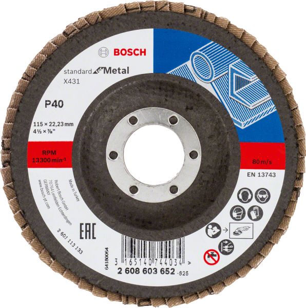Bosch - 115 mm 40 Kum Standard Seri AlOX Flap Disk 2608603652