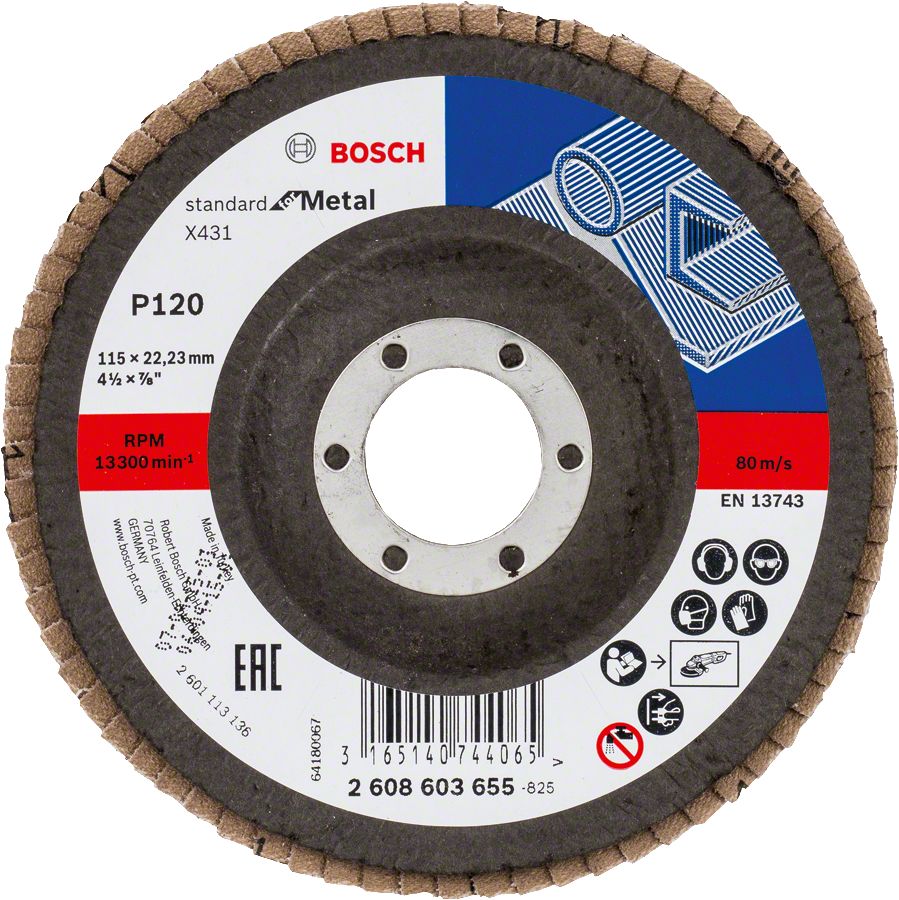 Bosch - 115 mm 120 Kum Standard Seri AlOX Flap Disk 2608603655