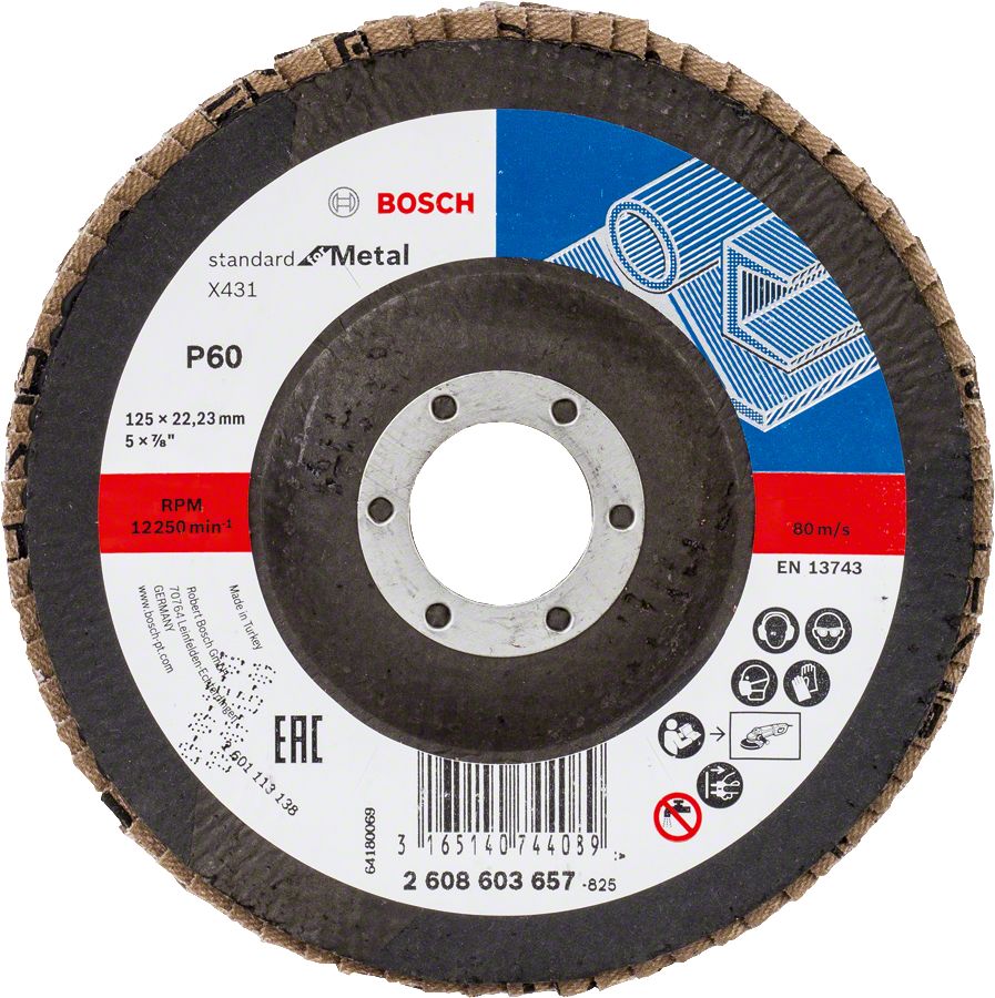Bosch - 125 mm 60 Kum Standard Seri AlOX Flap Disk 2608603657