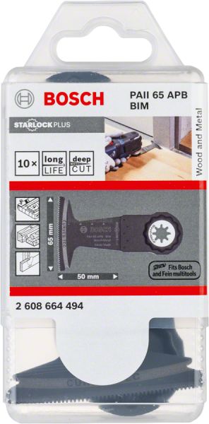 Bosch - Starlock Plus - PAII 65 APB - BIM Ahşap ve Metal İçin Daldırmalı Testere Bıçağı 10'lu 2608664494