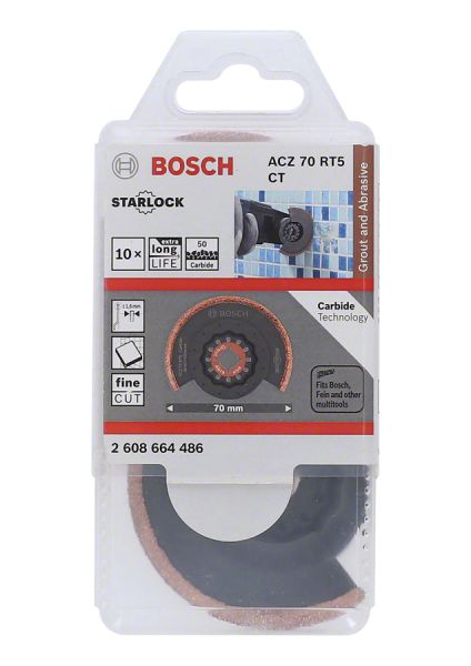 Bosch - Starlock - ACZ 70 RT5 - Karpit RIFF Zımpara Uçlu Dar Kesim Segman Testere Bıçağı 50 Kum Kalınlığı 10'lu 2608664486