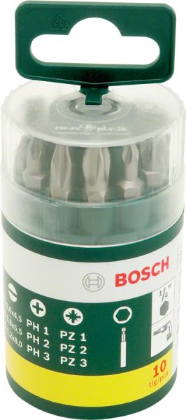 Bosch - 10 Parça Vidalama Ucu Seti (PH+PZ+S) 2607019454
