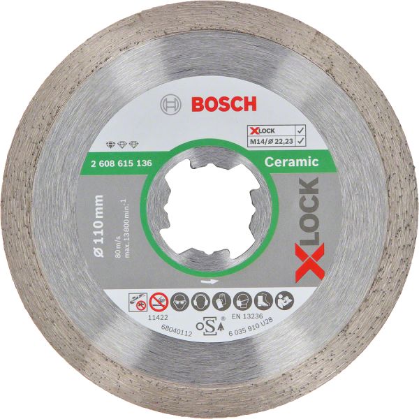 Bosch - X-LOCK - Standard Seri Seramik İçin Elmas Kesme Diski 110 mm 2608615136