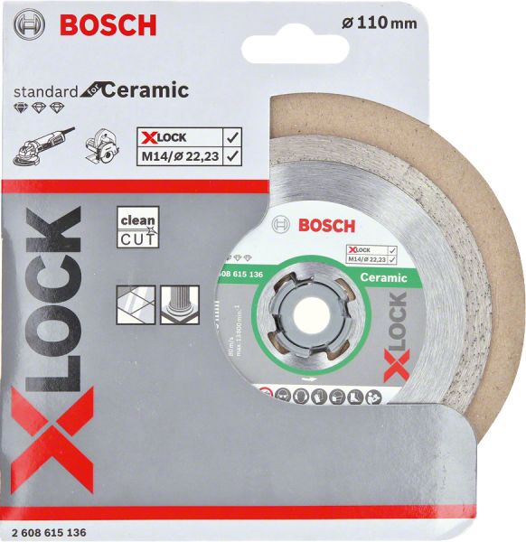 Bosch - X-LOCK - Standard Seri Seramik İçin Elmas Kesme Diski 110 mm 2608615136