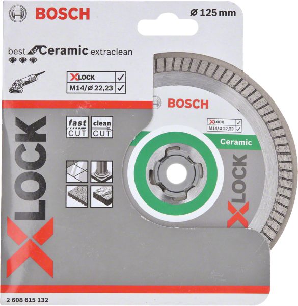 Bosch - X-LOCK - Best Serisi Seramik İçin, Extra Temiz Kesim Turbo Segman  Elmas Kesme Diski 125 mm 2608615132