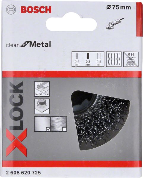 Bosch - X-LOCK - Clean Serisi Metal İçin Saçaklı Tel Fırça 75*0,3 mm 2608620725
