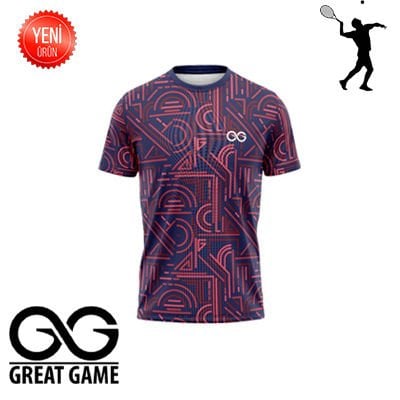Geometric Bisiklet Yaka Great Game Erkek Tenis Tshirt