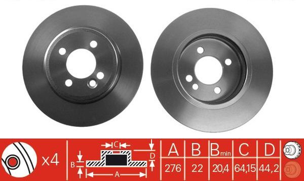 Mini One R53 Ön Fren Diski 276 mm Çap 2001-2006 TRW