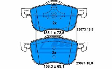 Volvo S80 Ön Fren Balatası 2.4 D5 286 mm Disk İçin 1998-2006 ATE ORIGINAL