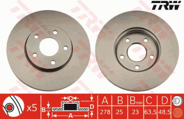 Volvo S40 Ön Fren Diski 1.6 Benzinli 278 mm Çap 2004-2014 TRW