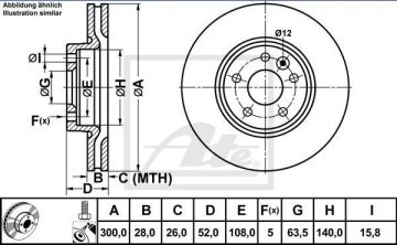 Volvo S80 Ön Fren Diski 1.6 Turbo 300 mm 2007 Sonrası ATE ORIGINAL